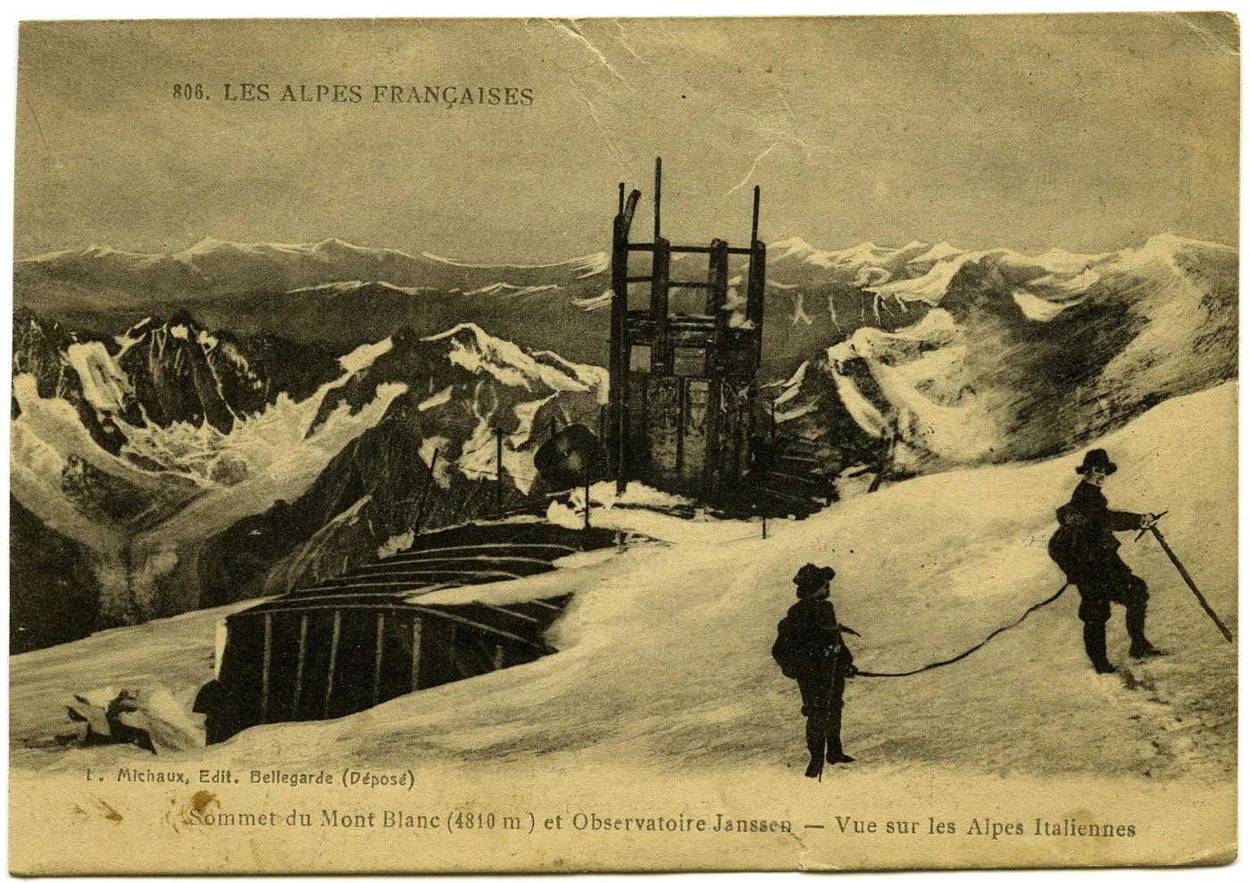 The Janssen Observatory at the summit of Mont Blanc, on a period postcard